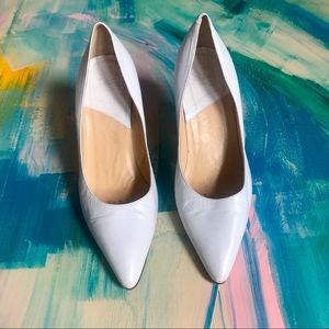 Vintage White Italian Leather Pointy Toe Heels